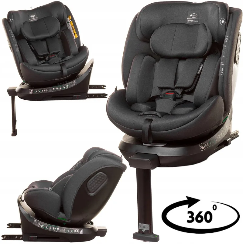 Enzo-Fix Autostoel i-Size ISOFIX Draaibaar 360° RWF van 4Baby in Zwart – productfoto