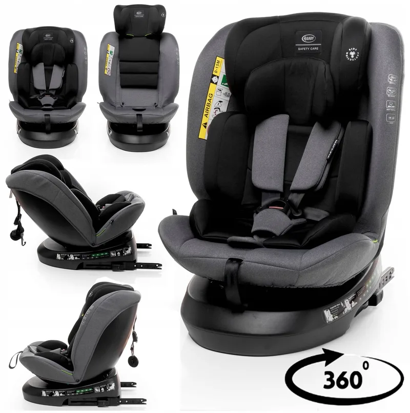 Matt-Fix i-Size Autostoel 0-36 kg RWF Draaibaar ISOFIX van 4Baby in Grijs – productfoto