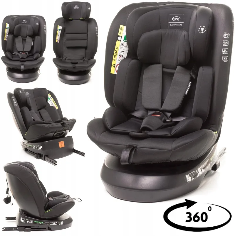 Matt-Fix i-Size Autostoeltje 0-36 kg Draaibaar ISOFIX RWF van 4Baby in Zwart – productfoto