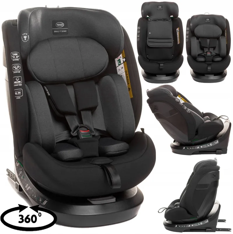 Roto-Fix i-Size autostoel 0-36 kg, 360° draaibaar, ISOFIX van 4Baby in Grijs – productfoto