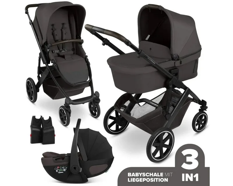 Kombi-Kinderwagen ABC Design Kinderwagenset Salsa Core 3in1, (3-tlg), mit Babywanne C3 und Babyschalenadapter van ABC Design in Braun – productfoto