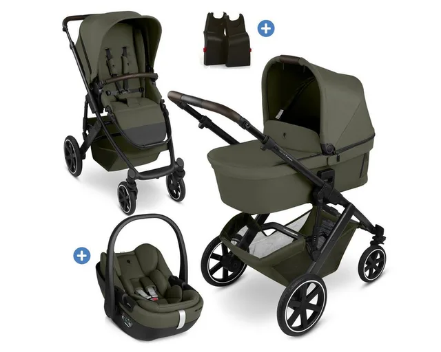 Kombi-Kinderwagen Salsa Core - Olive, 3in1 Kinderwagen Buggy Set mit Babywanne, Babyschale Calla & Sportsitz