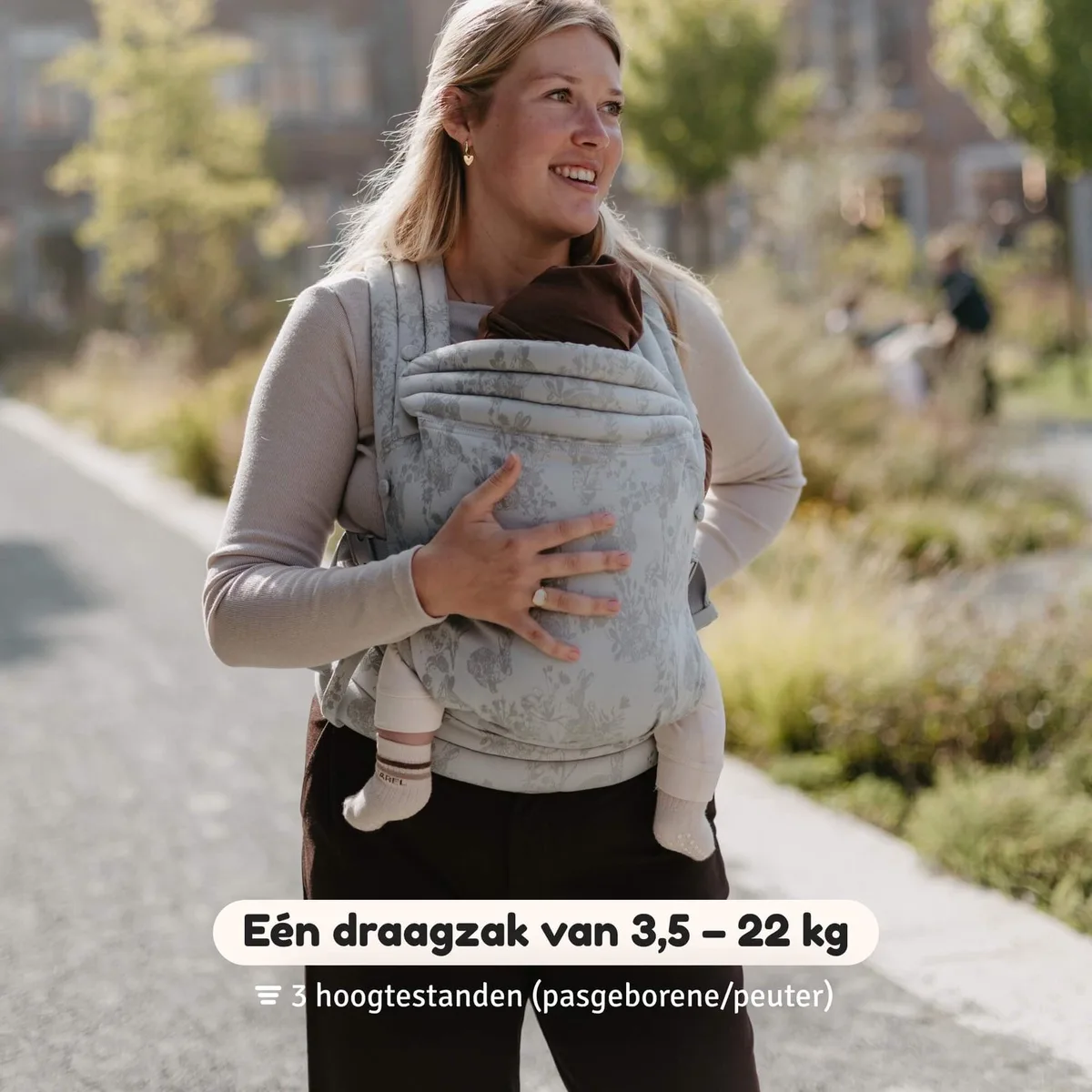 Ergonomische Full Buckle Draagzak - Babydrager - vanaf geboorte tot peuter (3,5-22 kg, 56-98 cm) de Aeromoov en Bunny Grey – photo produit