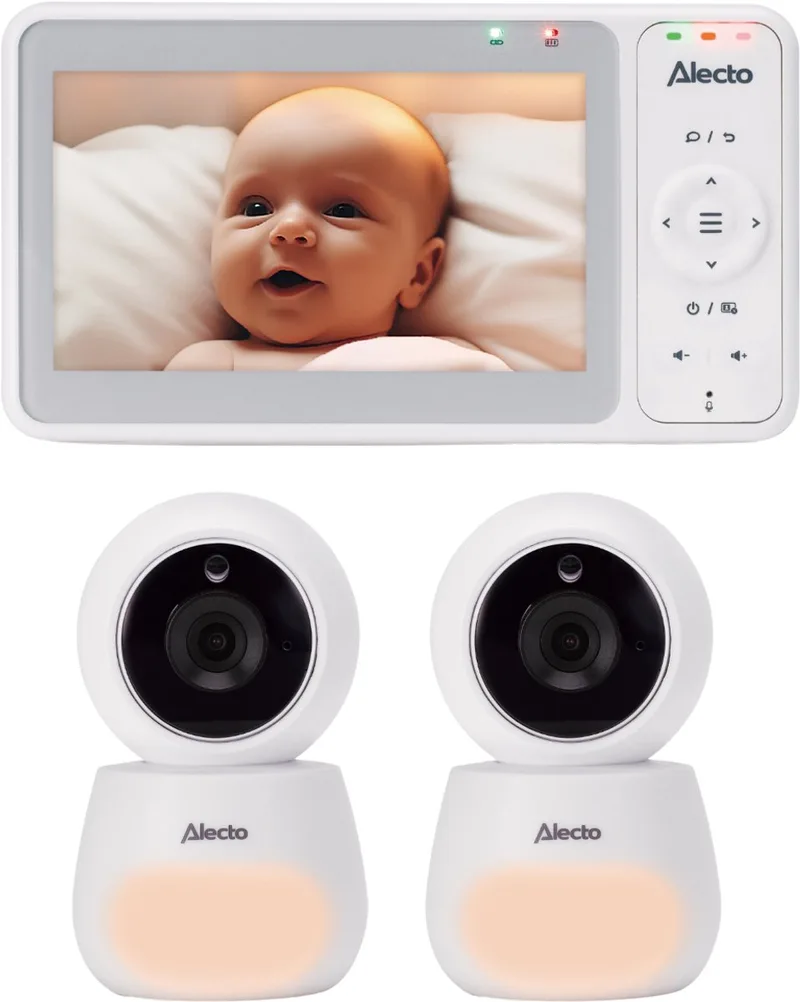Babyfoon Bundel - Babyfoon met 2 Camera's en groot 5 inch HD scherm - DVM2050 + DVM2050C - Wit fra Alecto i DVM2050- Wit – produktbillede