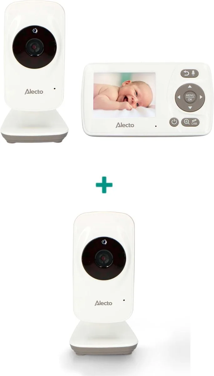 Babyfoon Bundel - Babyfoon met 2 Camera's en Temperatuurweergave - DVM71 + DVM71CAM - Wit fra Alecto i Wit – DVM71 – produktbillede