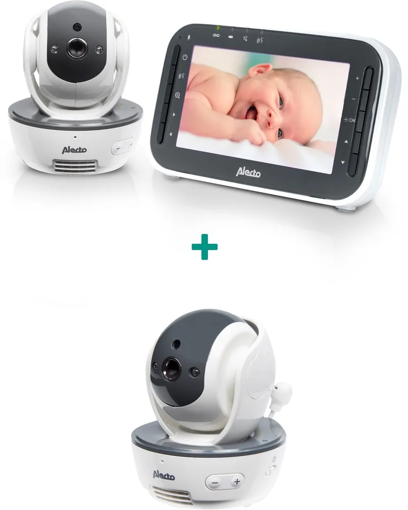 Babyfoon Bundel - Babyfoon met 2 Camera's - Op afstand Beweegbaar - DVM200M + DVM200C von Alecto in Weiß – Produktfoto
