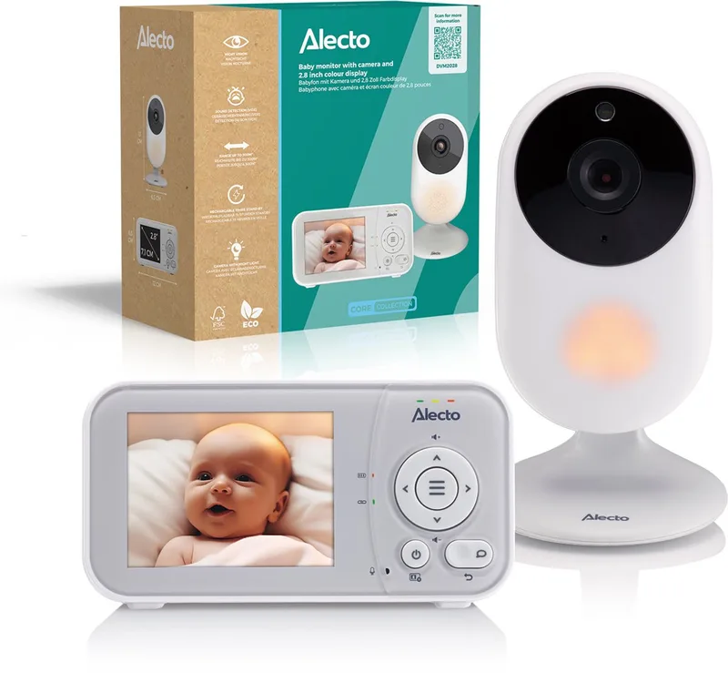 Babyfoon met Camera - Core Collection - 2,8 inch Scherm - Uitbreidbaar tot 2 camera's - Nachtlampje - DVM2028 - Wit fra Alecto i DVM2028 – Wit – produktbillede