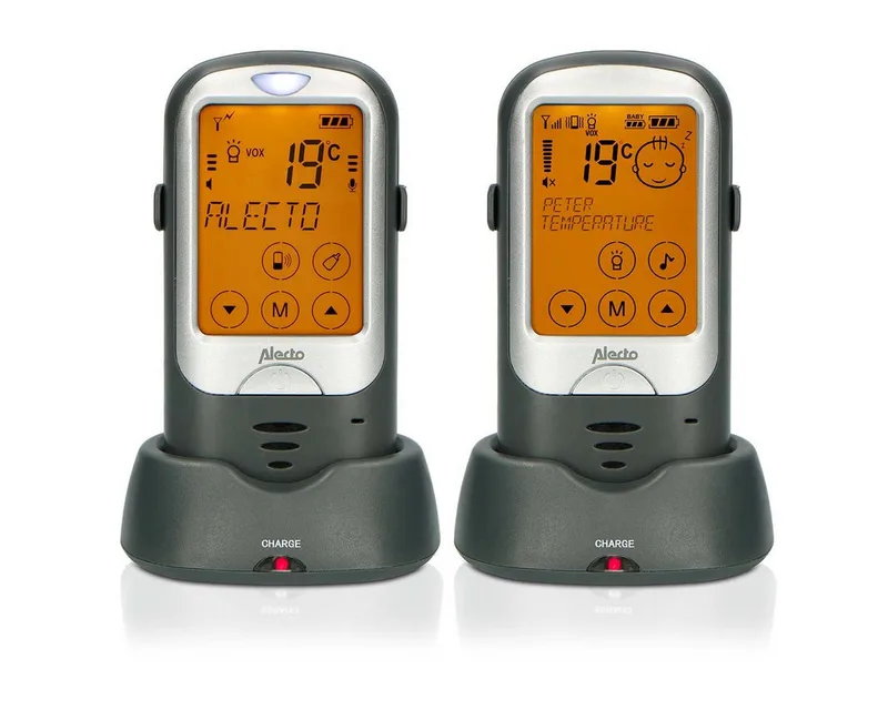 Babyphone DBX68GS, 2-tlg., Outdoor geeignet, Gegensprechfunktion, Nachtlicht, Temperaturalarm fra Alecto i Schwarz, weiß – produktbillede