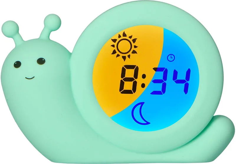 BC110GN SIMON - Slaaptrainer - Nachtlampje - Kinderwekker van Alecto in Mint Groen – productfoto