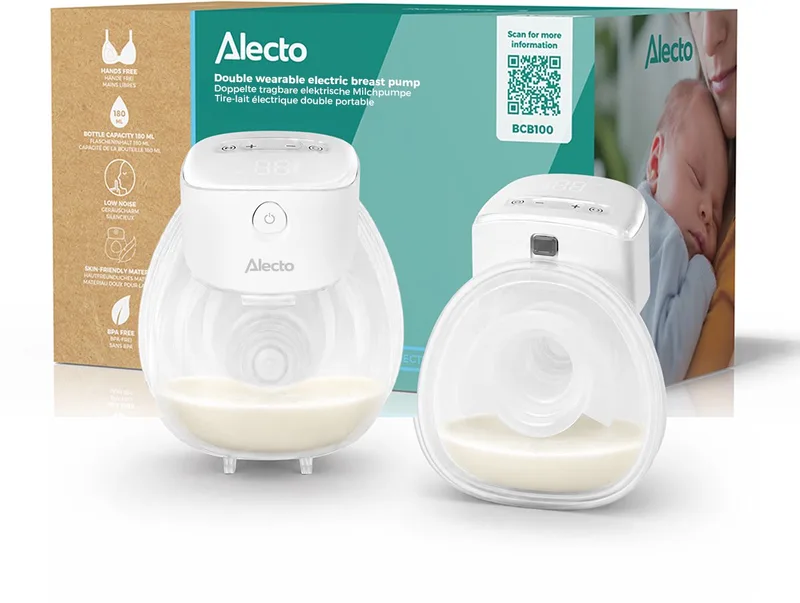 BCB100 Dubbele Borstkolf – Elektrisch en draagbaar från Alecto i Wit – produktbild