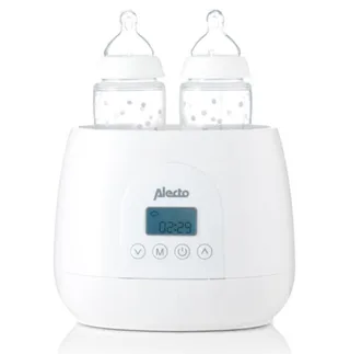 BW700TWIN - Dubbele digitale Flessenwarmer 500W voor opwarmen, steriliseren en ontdooien - Verwarm 2 flesjes tegelijkertijd - Inclusief stoomkap - Wit by Alecto in Wit – BW700TWIN – product photo 2 of 4