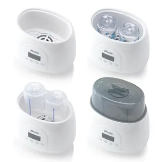 BW700TWIN - Dubbele digitale Flessenwarmer 500W voor opwarmen, steriliseren en ontdooien - Verwarm 2 flesjes tegelijkertijd - Inclusief stoomkap - Wit by Alecto in Wit – BW700TWIN – product photo 3 of 4