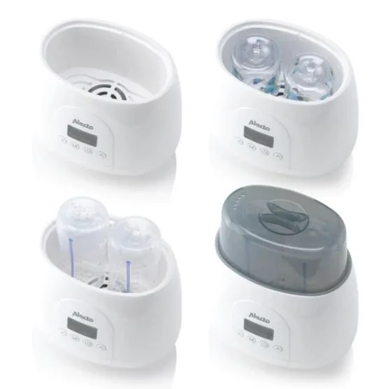 BW700TWIN - Dubbele digitale Flessenwarmer 500W voor opwarmen, steriliseren en ontdooien - Verwarm 2 flesjes tegelijkertijd - Inclusief stoomkap - Wit by Alecto in Wit – BW700TWIN – product photo 3 of 4