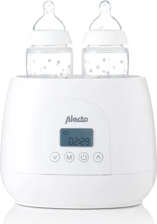 BW700TWIN - Dubbele digitale Flessenwarmer 500W voor opwarmen, steriliseren en ontdooien - Verwarm 2 flesjes tegelijkertijd - Inclusief stoomkap - Wit by Alecto in Wit – BW700TWIN – product photo 1 of 4