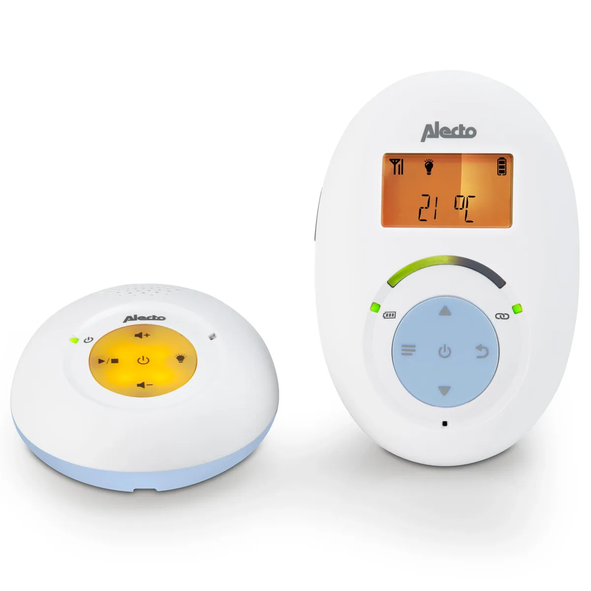 DBX-112 - Full Eco DECT babyfoon met display, wit/blauw van Alecto – productfoto