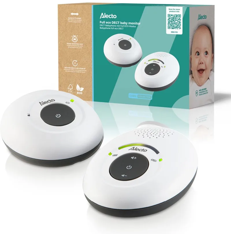 DBX-115 - Full Eco DECT Babyfoon - Wit/Antraciet fra Alecto i Wit-Antraciet – produktbillede