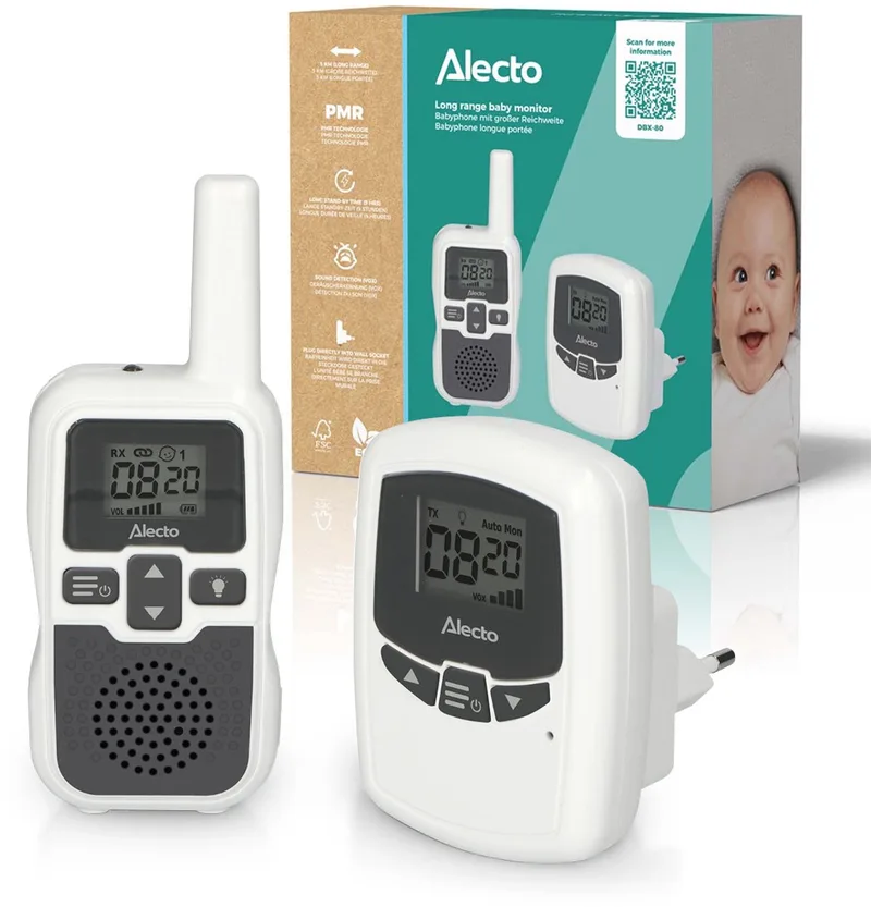 DBX-80 - Babyfoon met groot bereik - Tot 3km - Wit/Antraciet de Alecto en Wit-Antraciet – photo produit