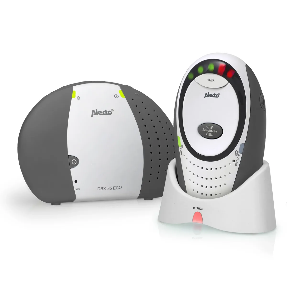 DBX-85 LIMITED - Full Eco DECT babyfoon, wit/antraciet från Alecto – produktbild