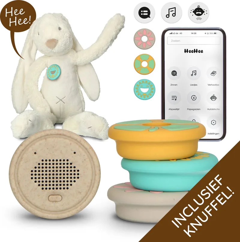 HeeHee met Knuffelkonijn - Baby Spraak Button - Maak van je Knuffel een Interactief Vriendje by Alecto in Konijn – product photo