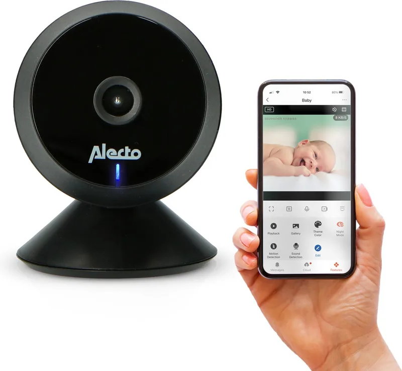 Wifi Babyfoon met Camera en App - Full HD - Melding bij beweging en geluid - SMARTBABY5BK - Zwart fra Alecto i Zwart – SMARTBABY5 – produktbillede
