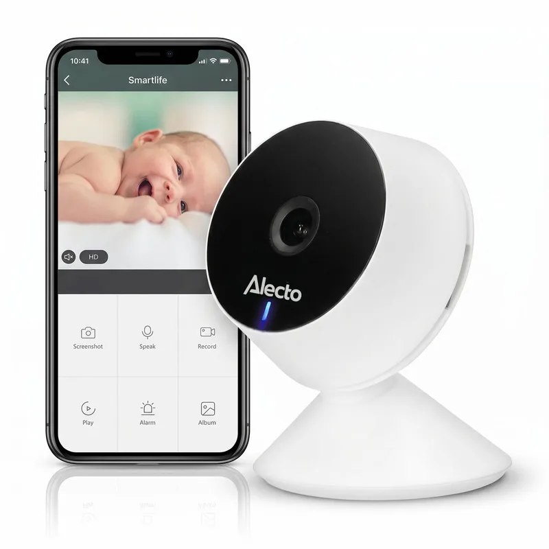 Wifi Babyfoon met Camera en App - Full HD - Melding bij beweging en geluid - SMARTBABY5 - Wit fra Alecto i Wit – SMARTBABY5 – produktbillede