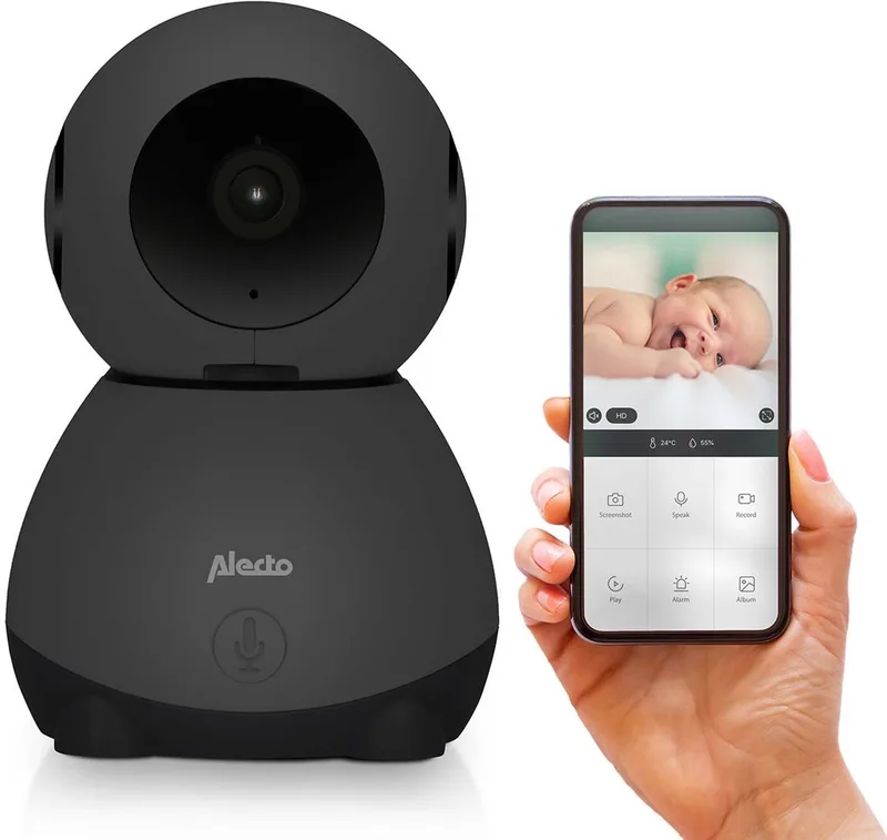 Wifi Babyfoon met Camera en App - Full HD - Op afstand beweegbaar - Melding bij beweging en geluid - SMARTBABY10BK - Zwart van Alecto in Zwart – SMARTBABY10 – productfoto