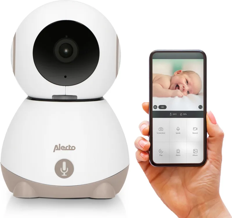 Wifi Babyfoon met Camera en App - Full HD - Op afstand beweegbaar - Melding bij beweging en geluid - SMARTBABY10BE - Beige fra Alecto i Beige – SMARTBABY10 – produktbillede