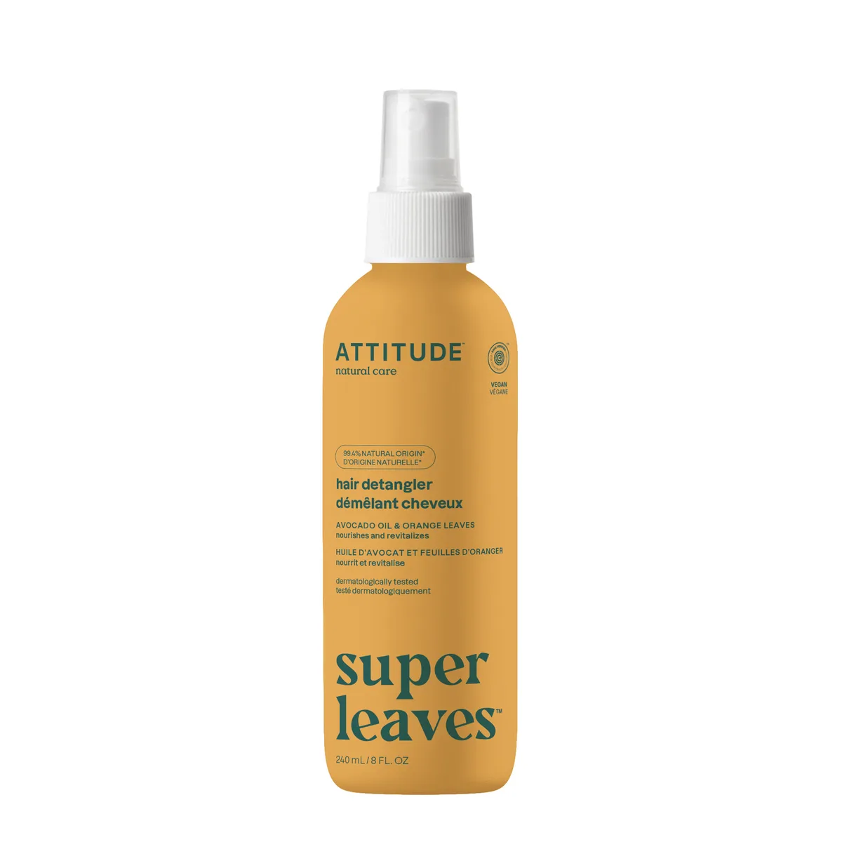 Super Leaves Anti-Klit Haarspray Avocado Oil & Orange Leaves van Attitude – productfoto