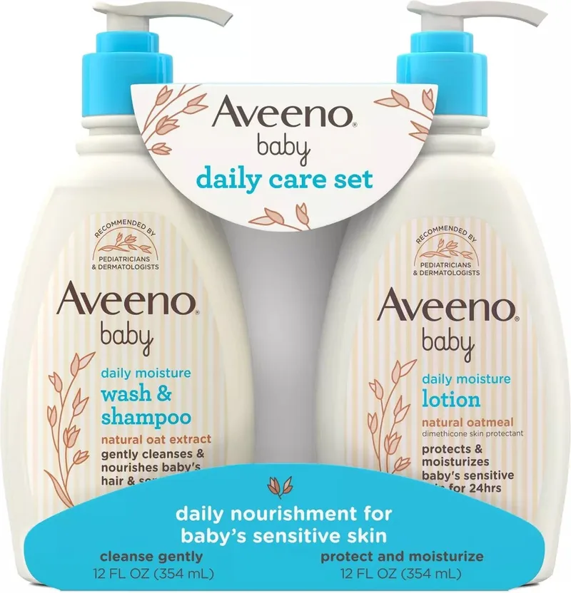 Baby Daily Care Gift Set – Body Lotion & 2-in-1 Bath Wash & Shampoo by Aveeno – product photo