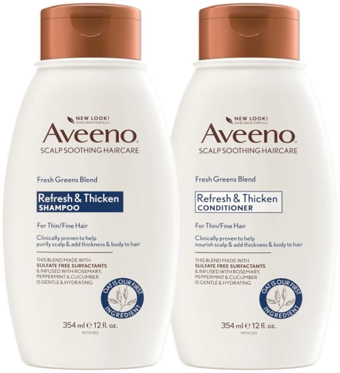 Fresh Greens Shampoo & Conditioner Set – Volume & Versterking voor Fijn/Dun Haar – Sulfaatvrij – Rozemarijn, Pepermunt & Komkommer van Aveeno – productfoto