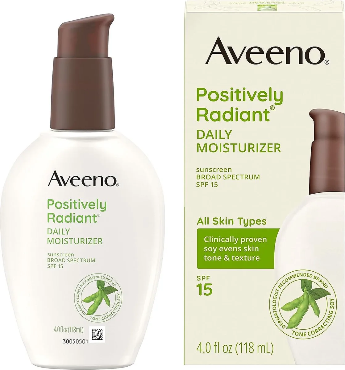 Positively Radiant Daily Facial Moisturizer with Broad Spectrum SPF 15 - Positief stralende dagelijkse gezichtsbevochtiger met SPF 15 - Zonnebrandcrème 118ml van Aveeno – productfoto