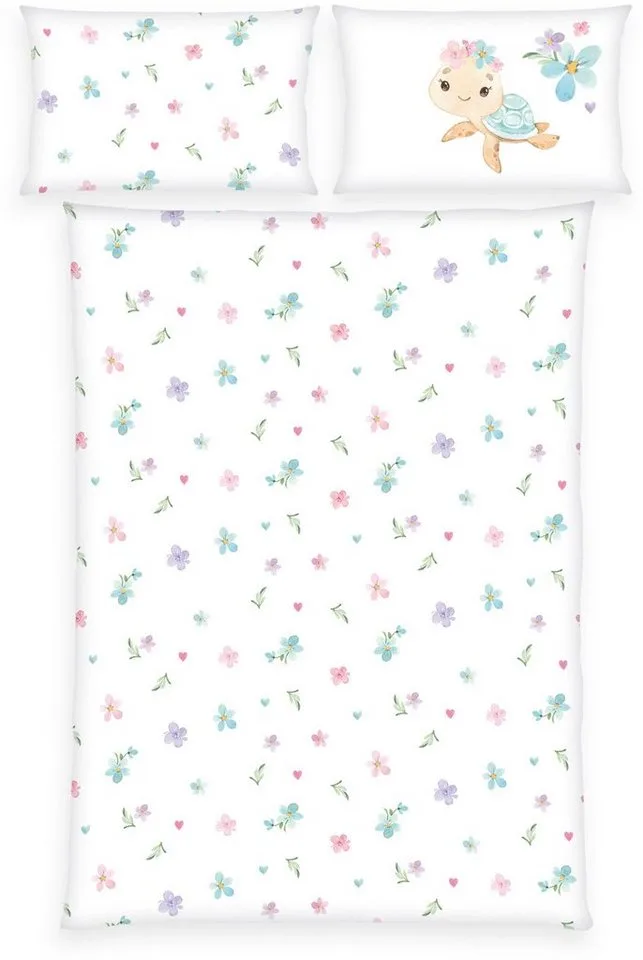 Babybettwäsche Little Turtle, Flanell, 2 teilig, mit liebevollem Motiv by Baby Best in Multicolour – product photo