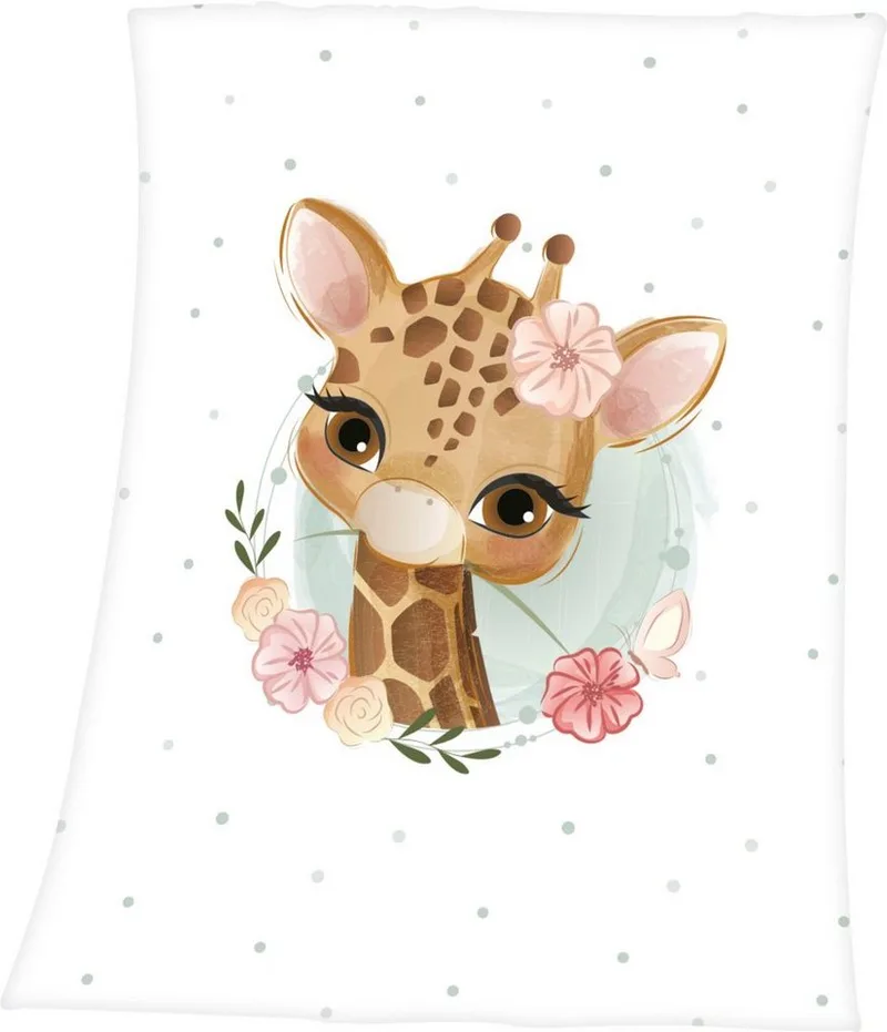 Babydecke Giraffe, Baby Best, mit liebevollem Motiv, Kuscheldecke van Baby Best in Wit – productfoto