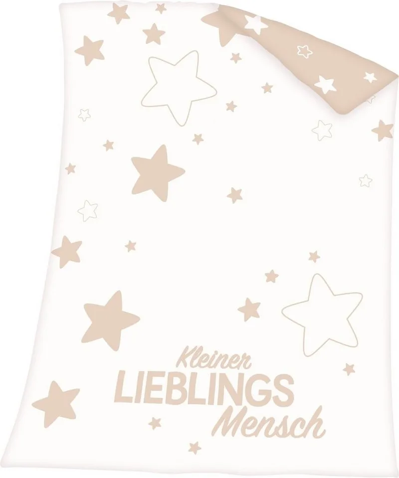 Babydecke Kleiner Lieblingsmensch, Baby Best, mit Schriftzug und Sternen, Kuscheldecke by Baby Best in Beige – product photo