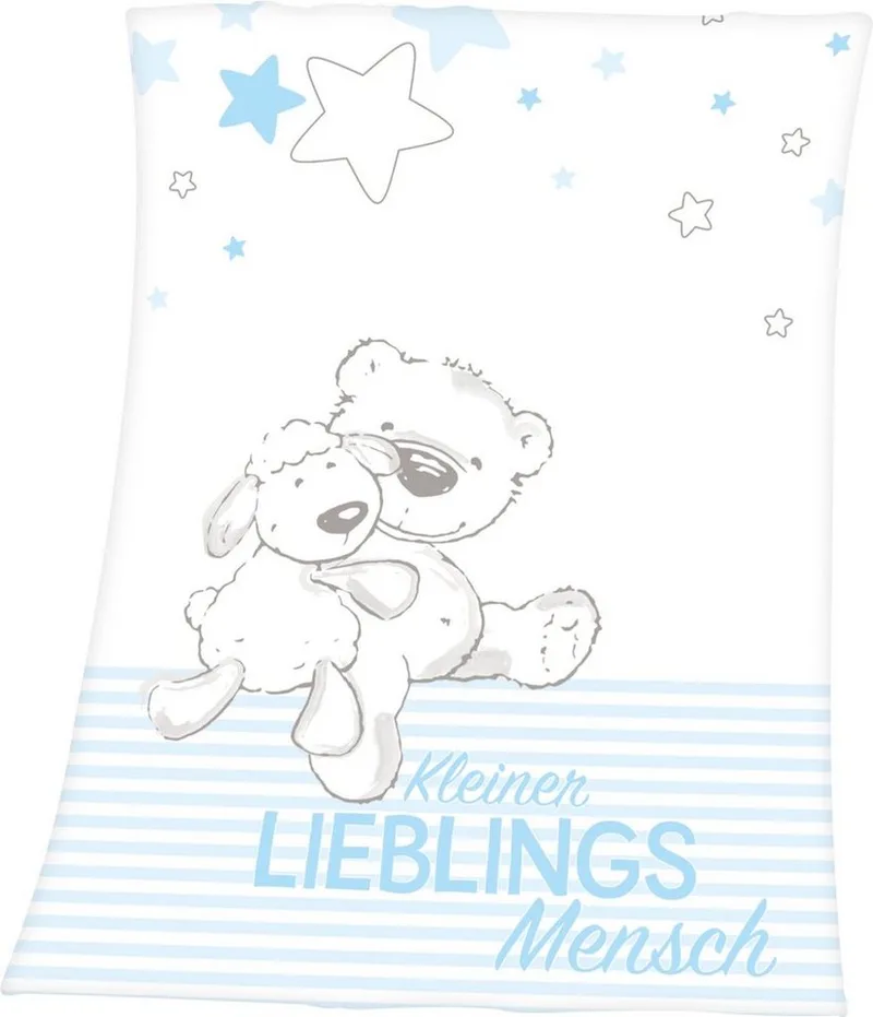 Babydecke Kleiner Lieblingsmensch, Baby Best, mit tollem Motiv und Schriftzug, Kuscheldecke från Baby Best i Blå – produktbild
