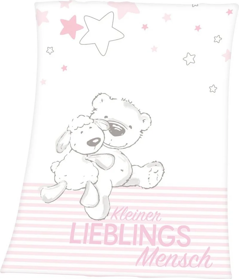 Babydecke Kleiner Lieblingsmensch, Baby Best, mit tollem Motiv und Schriftzug, Kuscheldecke von Baby Best in Rosa – Produktfoto