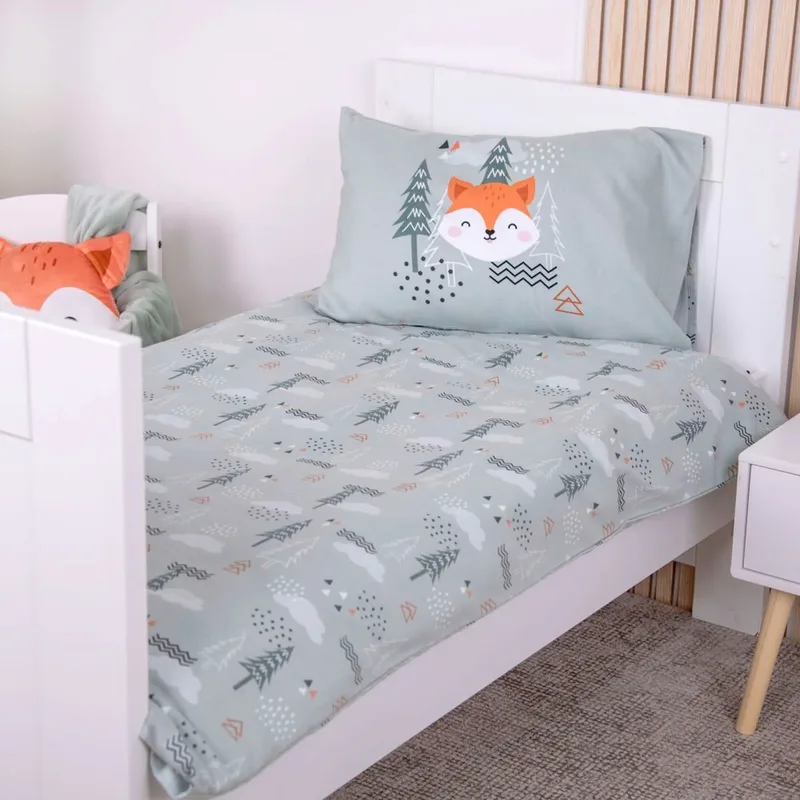 Flanell Wende-Bettwäsche 40x60 / 100x135 cm van Baby Best in Groen – productfoto 1 van 3