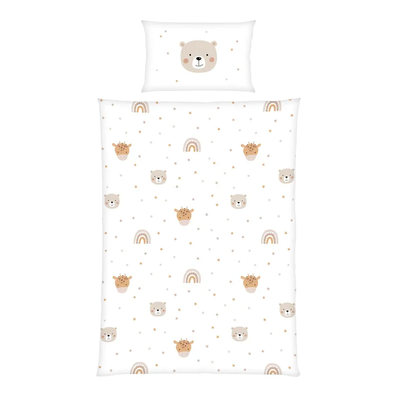 Flanell Wende-Bettwäsche 40x60 / 100x135 cm de Baby Best en Blanc – photo produit 1 sur 2