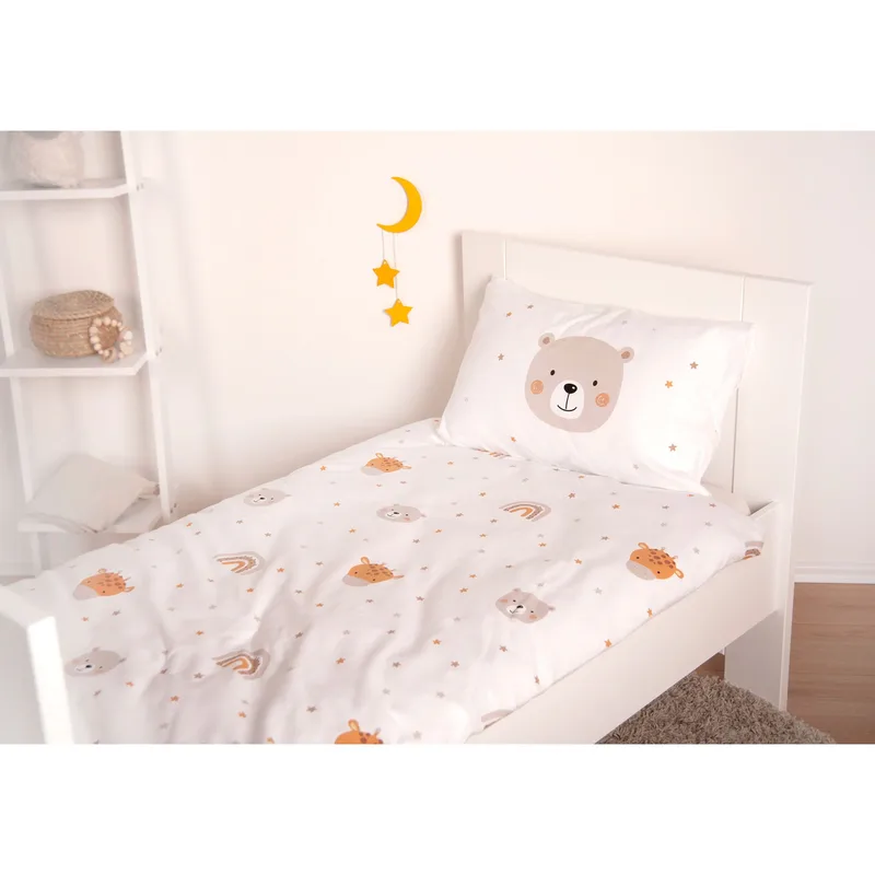 Flanell Wende-Bettwäsche 40x60 / 100x135 cm de Baby Best en Blanc – photo produit 2 sur 2