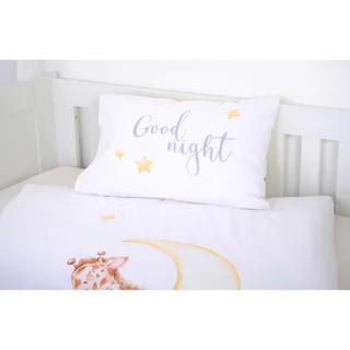 Flanell Wende-Bettwäsche Sleeping on the moon 40x60 / 100x135 cm de Baby Best en Blanc – photo produit 3 sur 3