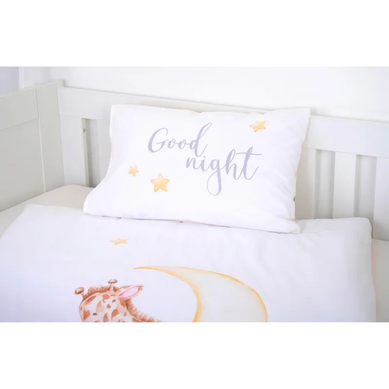 Flanell Wende-Bettwäsche Sleeping on the moon 40x60 / 100x135 cm de Baby Best en Blanc – photo produit 3 sur 3