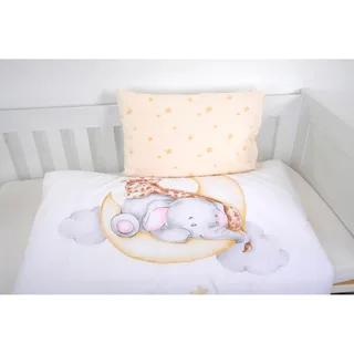 Flanell Wende-Bettwäsche Sleeping on the moon 40x60 / 100x135 cm de Baby Best en Blanc – photo produit 2 sur 3