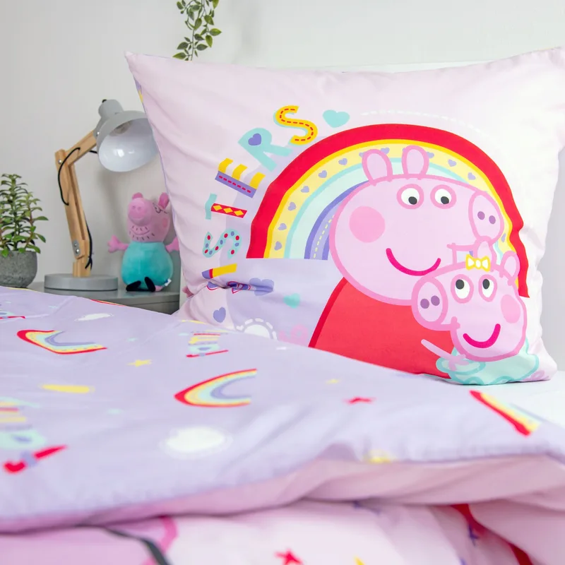 Peppa Pig Renforcé Wende-Bettwäsche Peppa Pig 80x80 / 135x200 cm fra Baby Best i Flerfarvet, 37 × 26 × 3 mm – produktbillede 2 af 3
