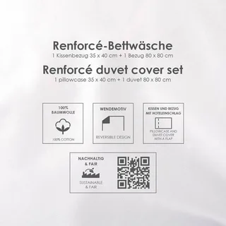 Renforcé Wende-Bettwäsche 35x40 / 80x80 cm de Baby Best en Blanc – photo produit 1 sur 3