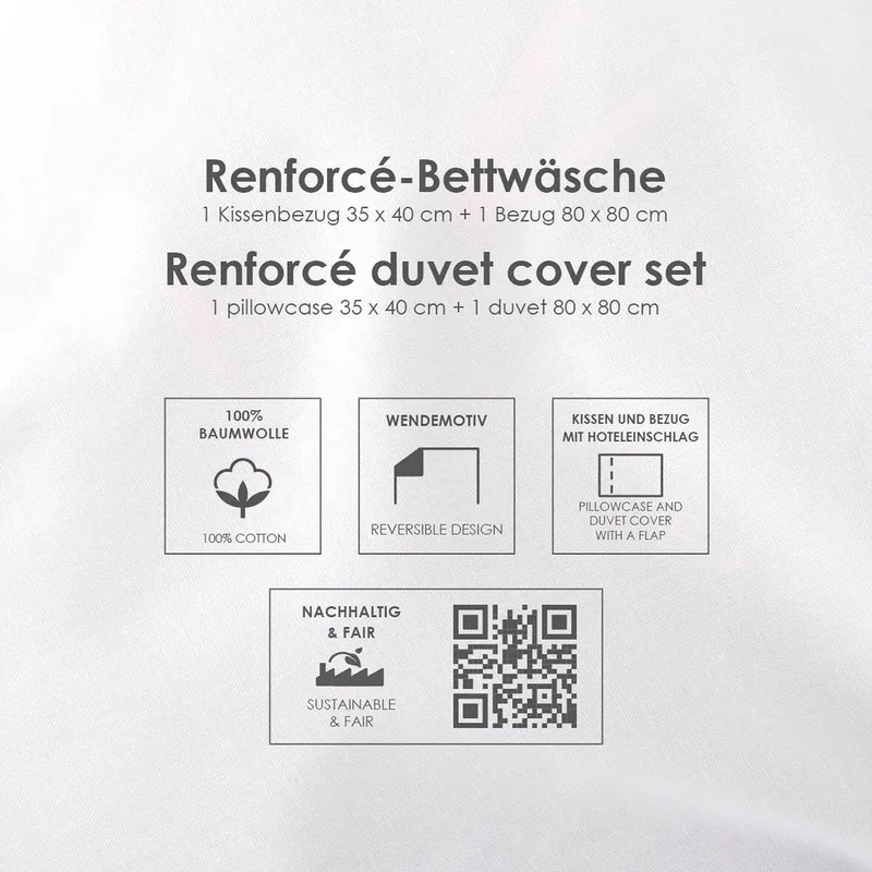 Renforcé Wende-Bettwäsche 35x40 / 80x80 cm de Baby Best en Blanc – photo produit 1 sur 3