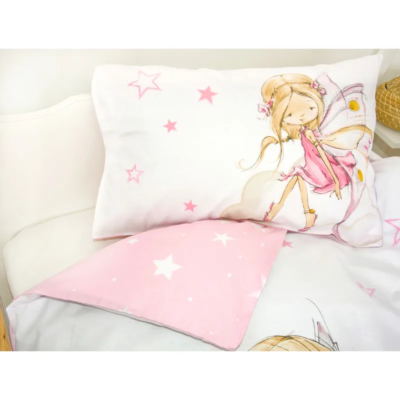 Renforcé Wende-Bettwäsche Little Fairy 40x60 / 100/135 cm de Baby Best en Rose – photo produit 2 sur 3