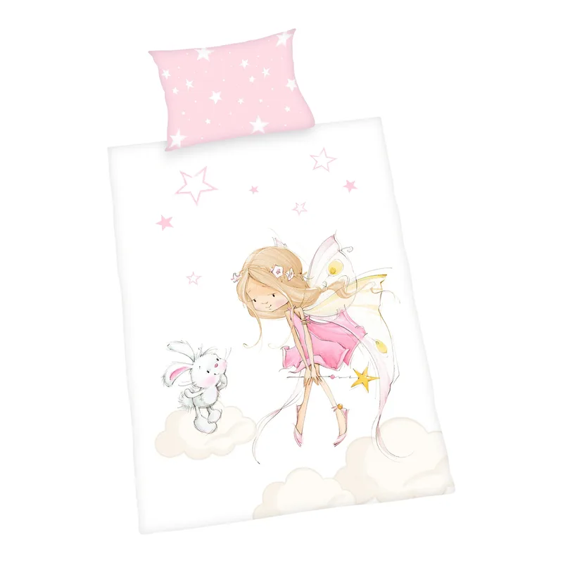 Renforcé Wende-Bettwäsche Little Fairy 40x60 / 100/135 cm de Baby Best en Rose – photo produit 1 sur 3