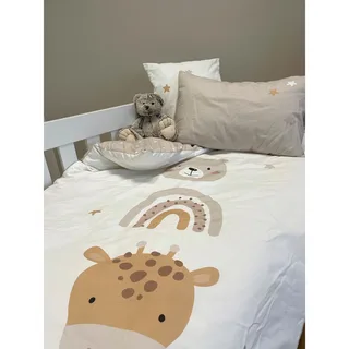 Renforcé Wende-Bettwäsche Little friends 40x60 / 100x135 cm von Baby Best in Weiß – Produktfoto 2 von 3