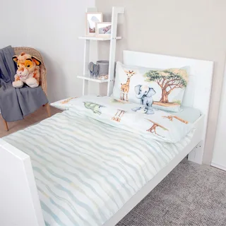 Renforcé Wende-Bettwäsche Safari 40x60 / 100x135 cm från Baby Best i Grön – produktbild 2 av 3