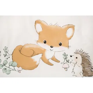 Renforcé Wende-Bettwäsche Waldfreunde 40x60 / 100x135 cm von Baby Best in Weiß – Produktfoto 2 von 2